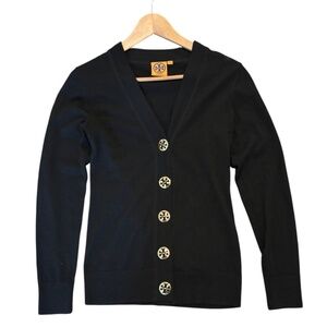 Tory Burch Women’s Simone Cardigan 100% Merino Wool Black XS